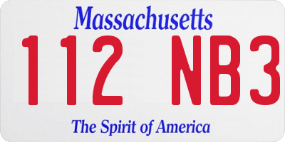 MA license plate 112NB3