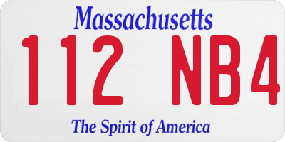 MA license plate 112NB4