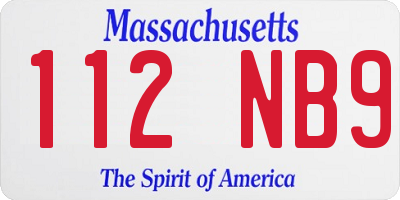 MA license plate 112NB9