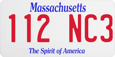 MA license plate 112NC3