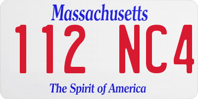 MA license plate 112NC4
