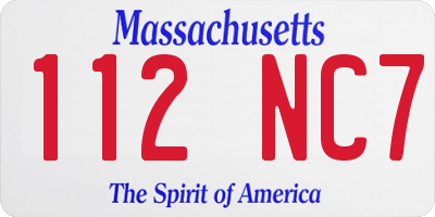 MA license plate 112NC7