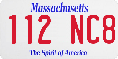 MA license plate 112NC8