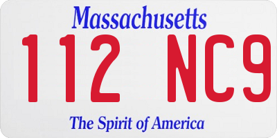 MA license plate 112NC9
