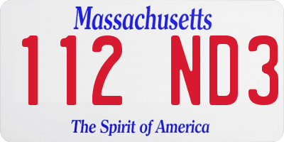 MA license plate 112ND3