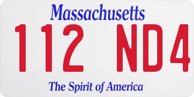 MA license plate 112ND4