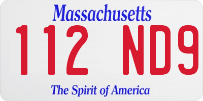 MA license plate 112ND9