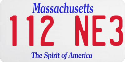 MA license plate 112NE3