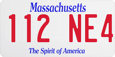 MA license plate 112NE4