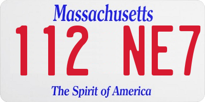 MA license plate 112NE7