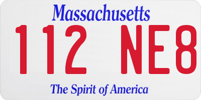 MA license plate 112NE8