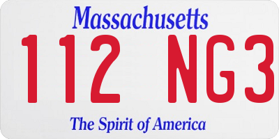 MA license plate 112NG3