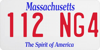 MA license plate 112NG4