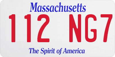 MA license plate 112NG7