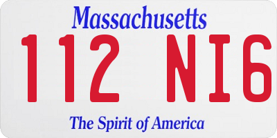 MA license plate 112NI6