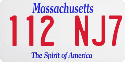 MA license plate 112NJ7