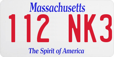 MA license plate 112NK3