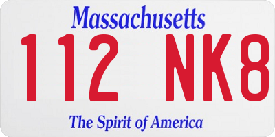 MA license plate 112NK8