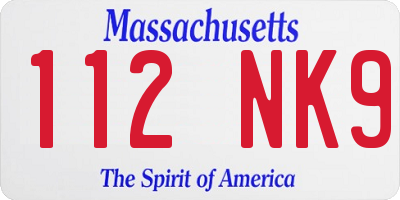 MA license plate 112NK9