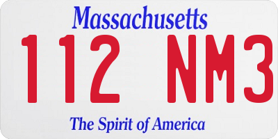 MA license plate 112NM3