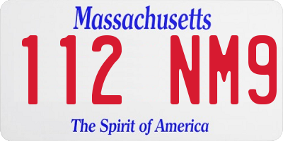 MA license plate 112NM9