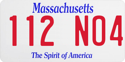 MA license plate 112NO4