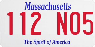 MA license plate 112NO5