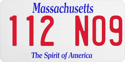 MA license plate 112NO9