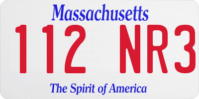 MA license plate 112NR3