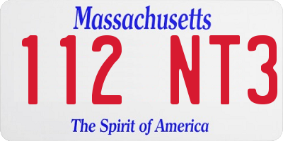 MA license plate 112NT3