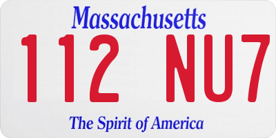 MA license plate 112NU7
