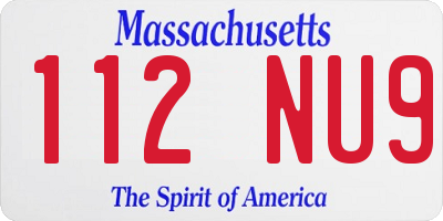 MA license plate 112NU9