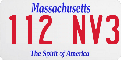 MA license plate 112NV3