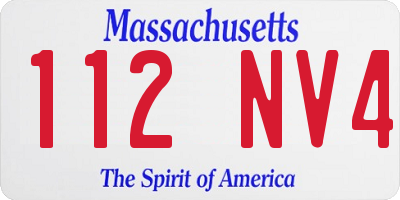 MA license plate 112NV4