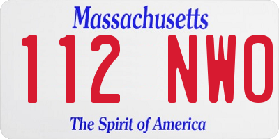 MA license plate 112NW0