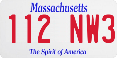 MA license plate 112NW3