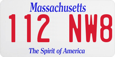 MA license plate 112NW8
