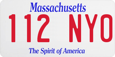MA license plate 112NY0