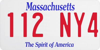 MA license plate 112NY4