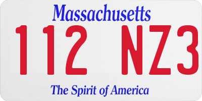 MA license plate 112NZ3