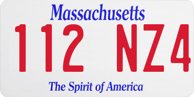 MA license plate 112NZ4