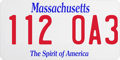 MA license plate 112OA3