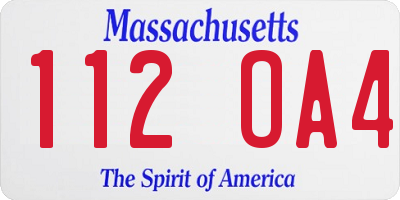 MA license plate 112OA4