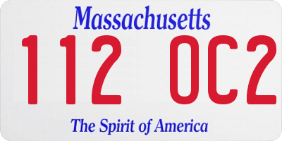 MA license plate 112OC2