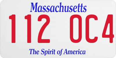 MA license plate 112OC4