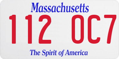 MA license plate 112OC7