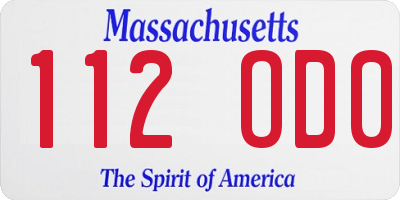 MA license plate 112OD0