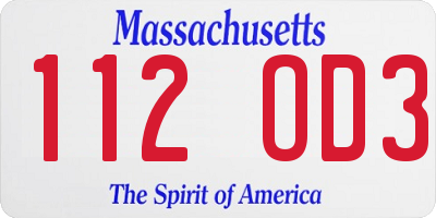 MA license plate 112OD3