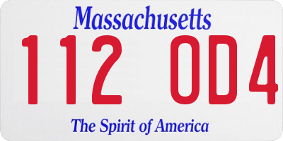 MA license plate 112OD4