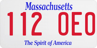 MA license plate 112OE0